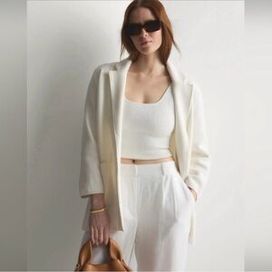 Quince 100% Organic Cotton Knit Blazer Ivory
